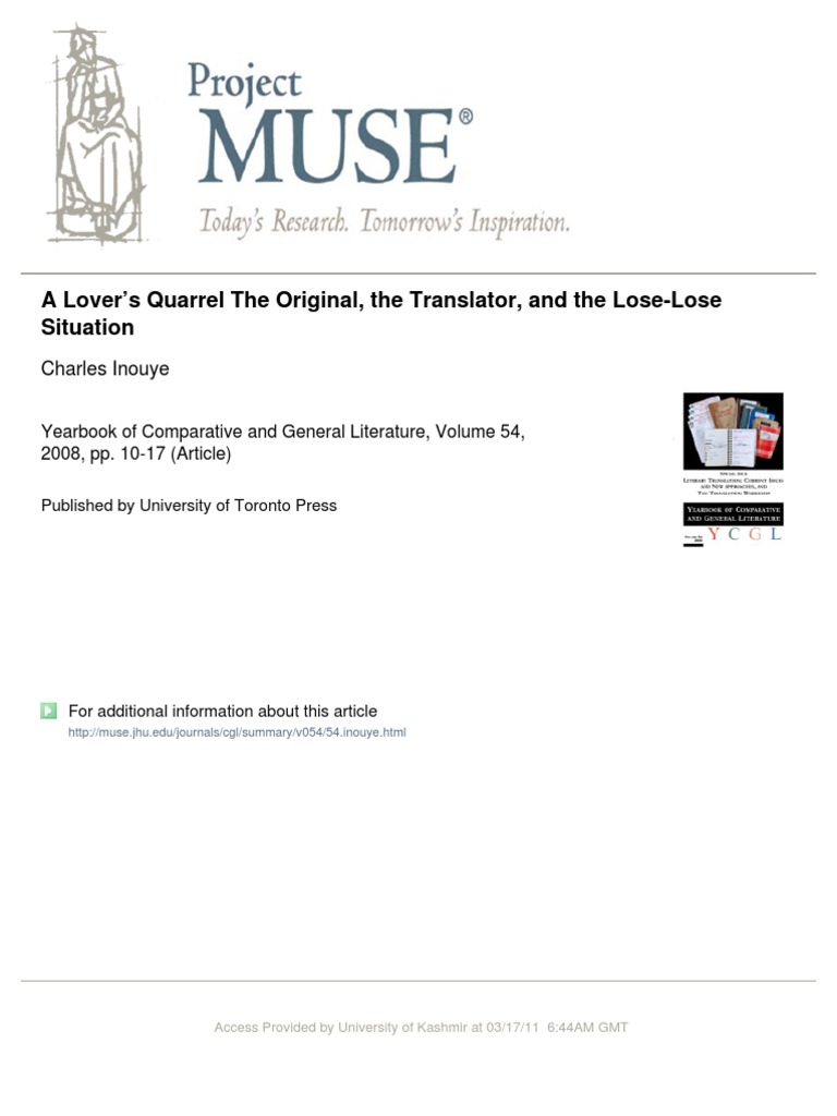A Lover’s Quarrel Translations Narrative