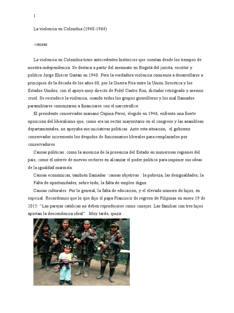 Causas y Consecuencias de la Violencia en Colombia | PDF | Colombia ...