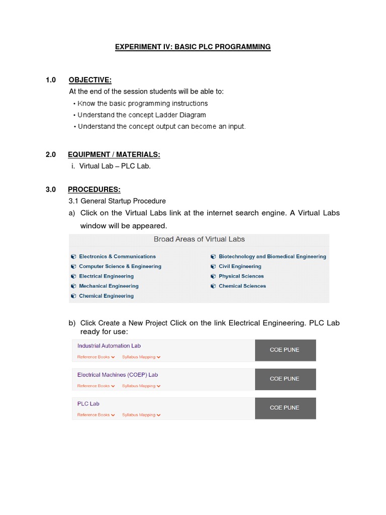 EXPERIMENT 6 BASIC PLC PROGRAMMING Virtual PLC | PDF | Programmable ...
