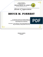 Certificate of Appreciation - Bruce Forrest