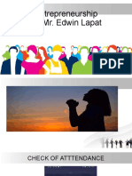 Entrepreneurship Mr. Edwin Lapat