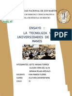 Ensayo LA TECNOLOGIA Y LA UNIVERSIDAD VAN DE LA MANO