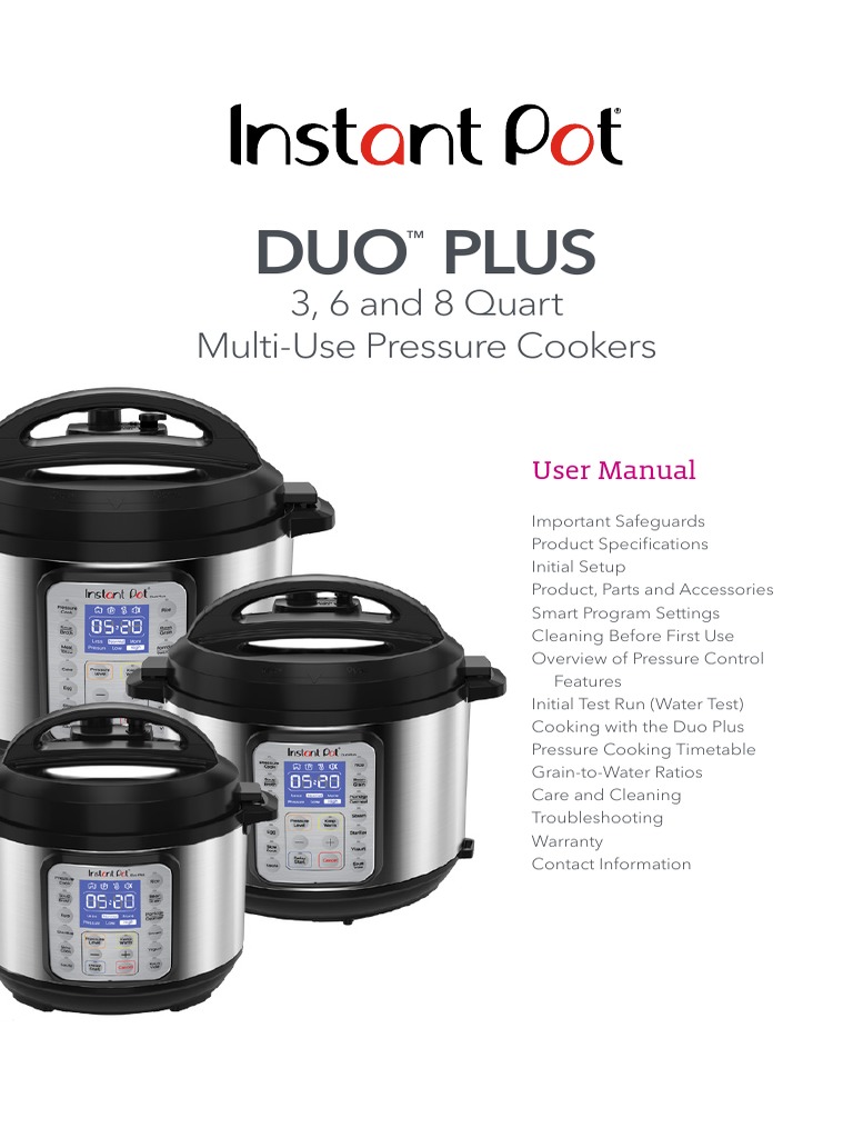Instant Pot Duo Plus Manual Optimized PDF Pressure Cooking