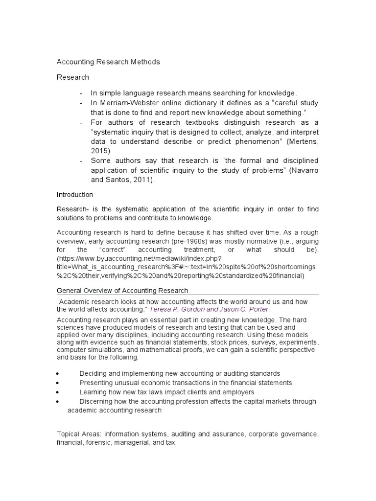 Essential Accounting Research Methods | PDF | Quantitative Research ...