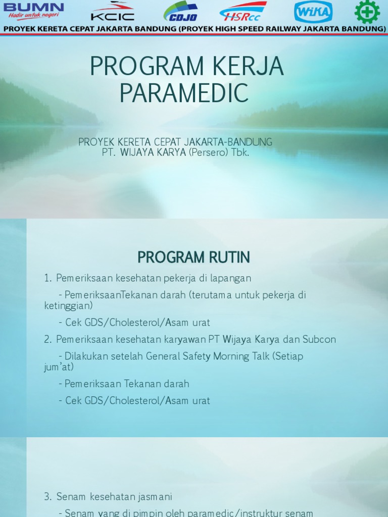 Program Kerja Paramedic Proyek WIKA | PDF