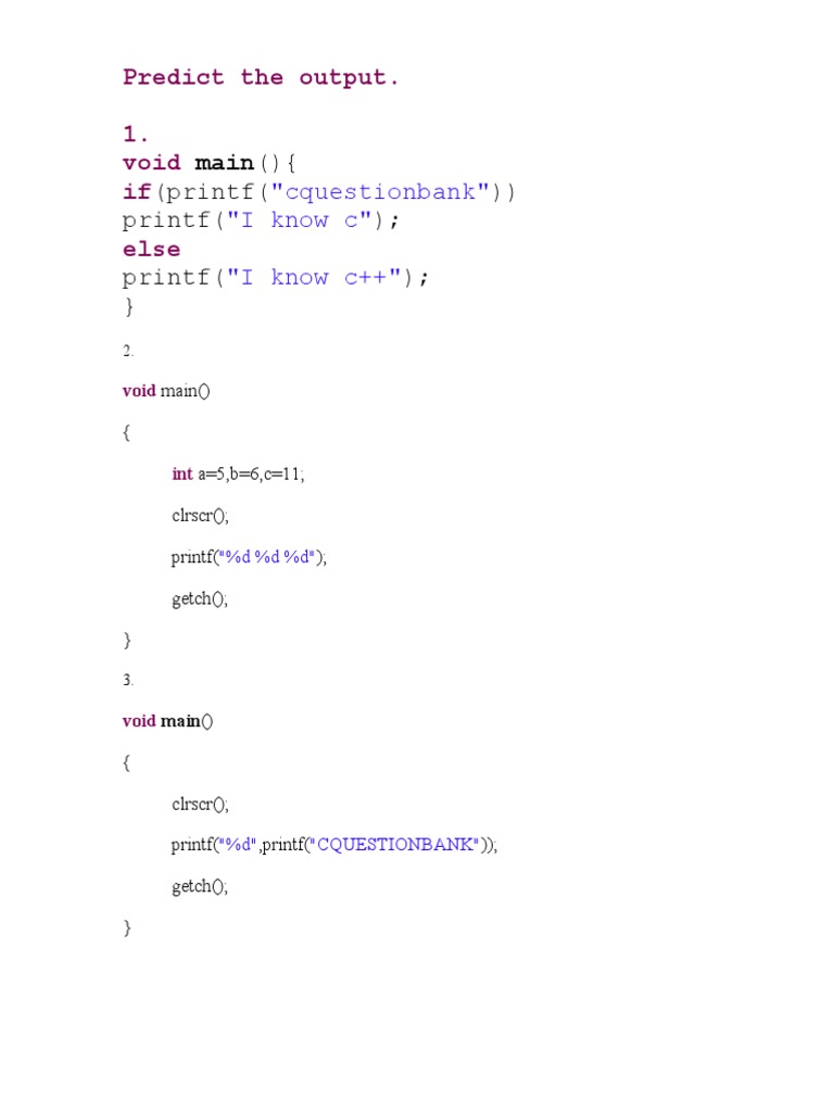 C Programming Output Predictions | PDF