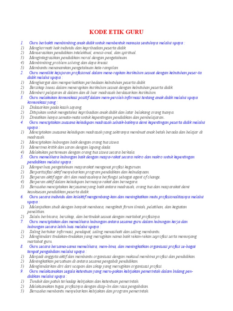 Kode Etik Guru dalam Pendidikan | PDF