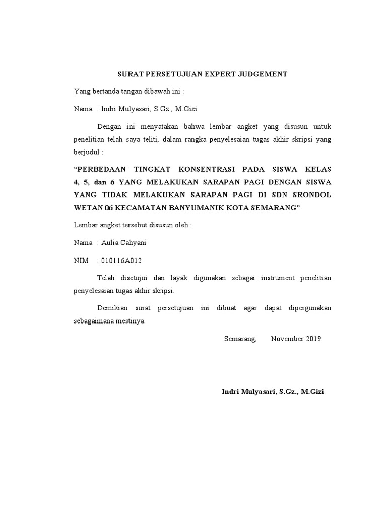 Surat Persetujuan Angket Penelitian Skripsi | PDF | Karier & Perkembangan