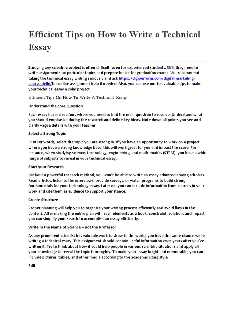 Efficient Tips On How To Write A Technical Essa1 | PDF | Essays ...