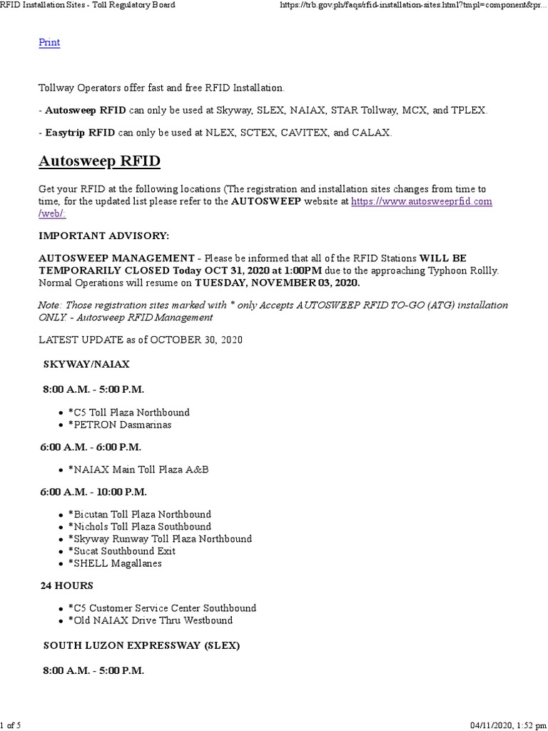 Rfid Installation Pdf Land Transport Road Infrastructure