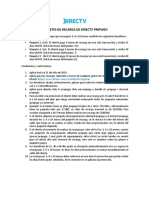 Terminos y Condiciones Paquetes de Recarga DIRECTV Prepago