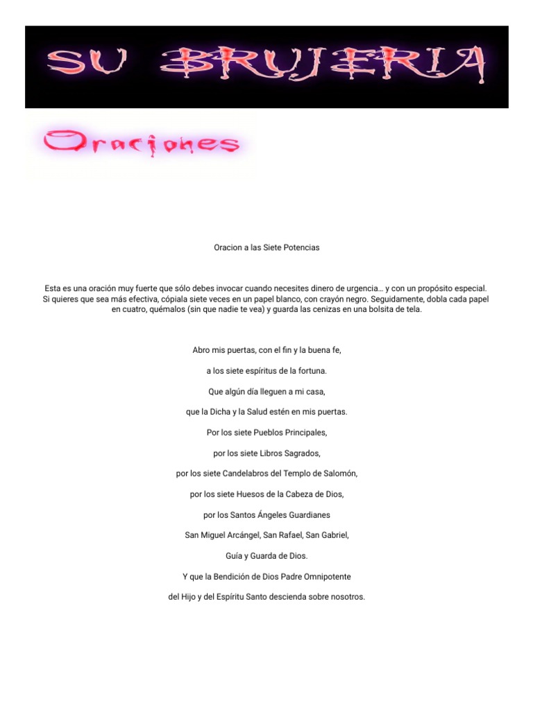 Oración a las Siete Potencias para Protección | PDF