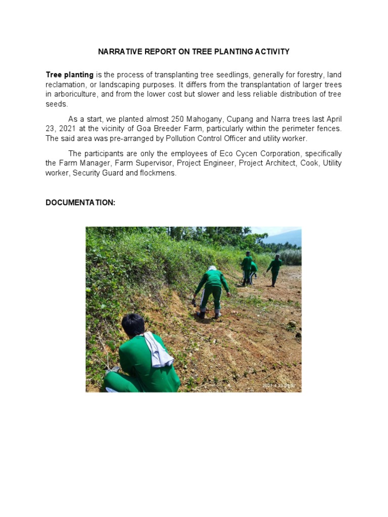 Narrative Report On Tree Planting Activity | PDF