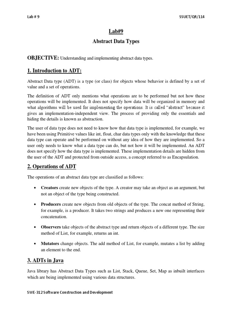 Lab-9 Abstract Data Types | PDF | Queue (Abstract Data Type) | Method ...