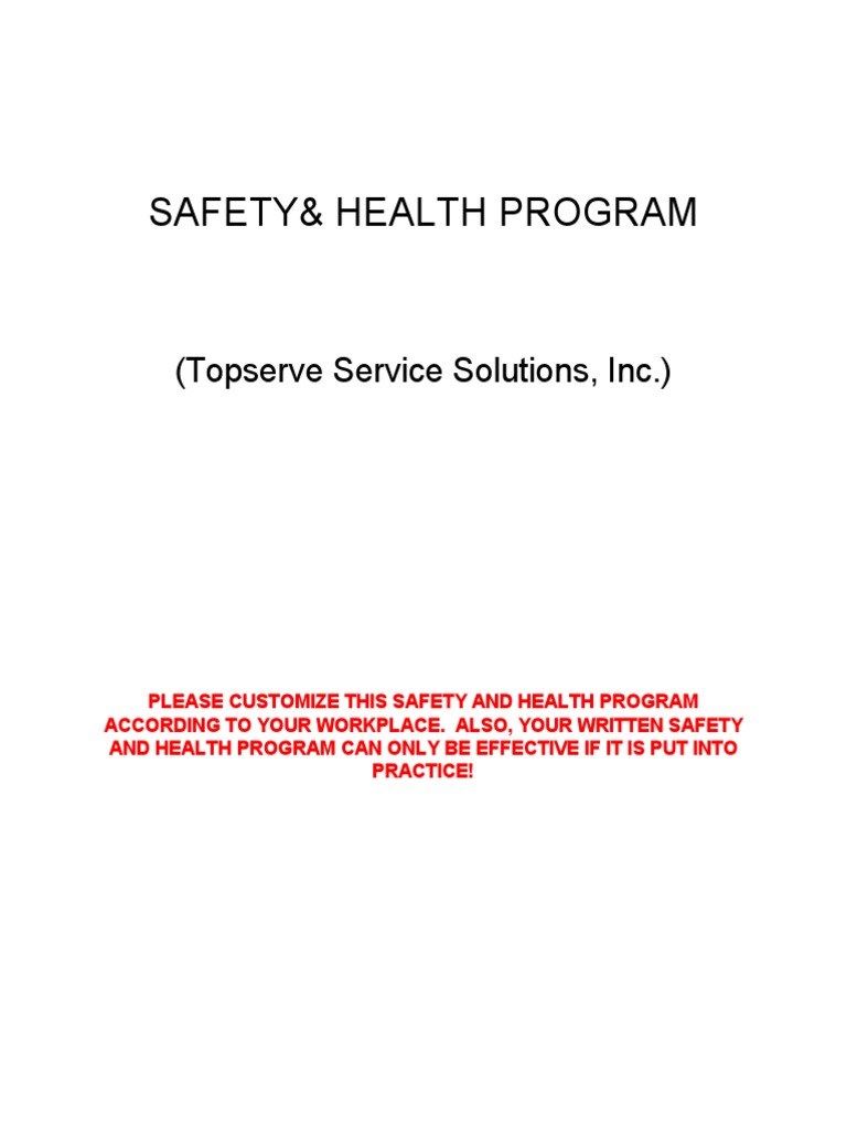 Safety& Health Program (Topserve Service Solutions, Inc.) PDF