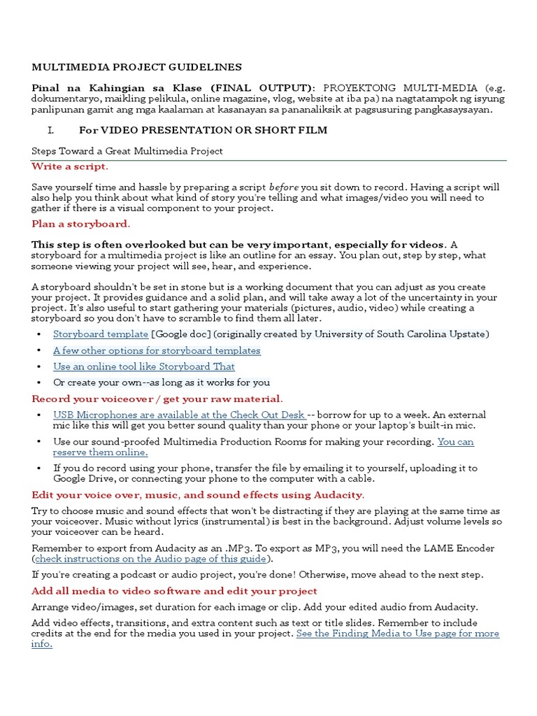 Multi Media Project Guidelines | PDF | Mp3 | Multimedia
