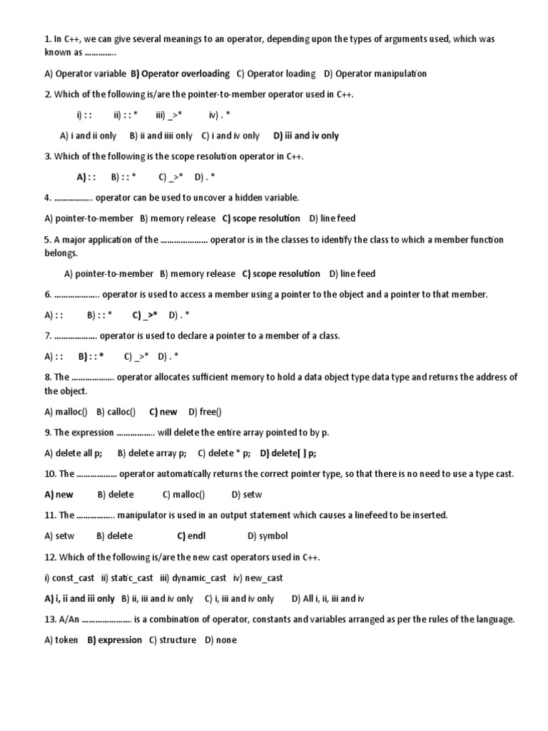 C++ Question Answers | PDF | Pointer (Computer Programming) | C++