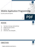 Mobile Application Programming: 04 Activity, Intent and Fragments