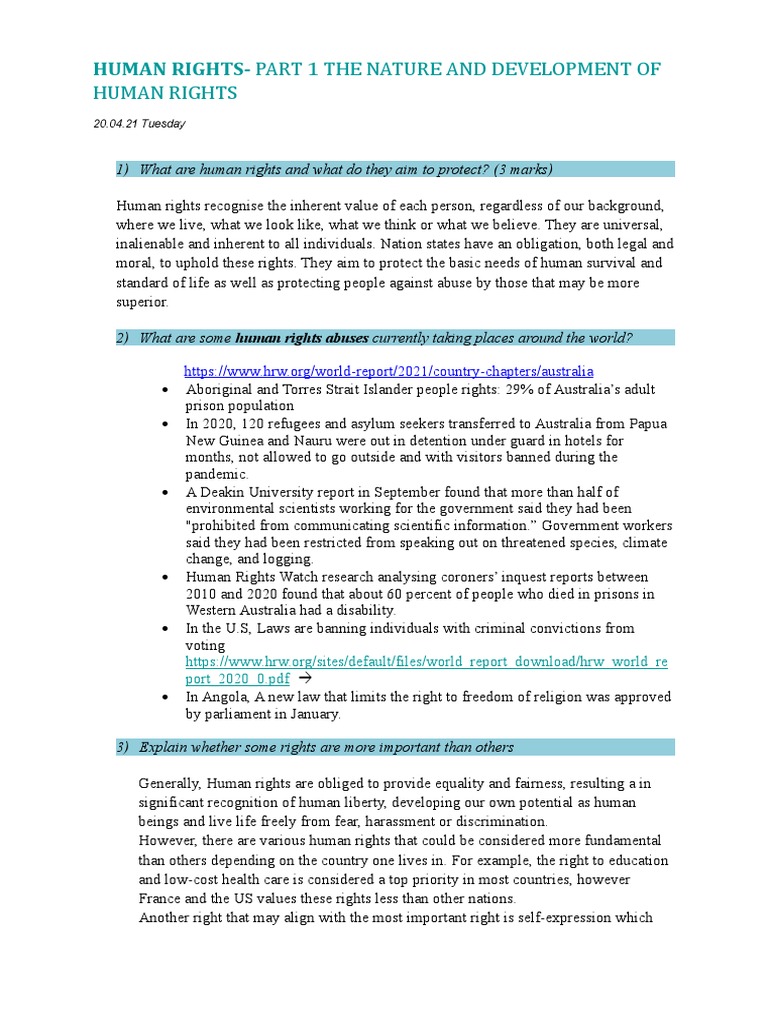1.1 Defining Human Rights | PDF | Rights | Social Justice