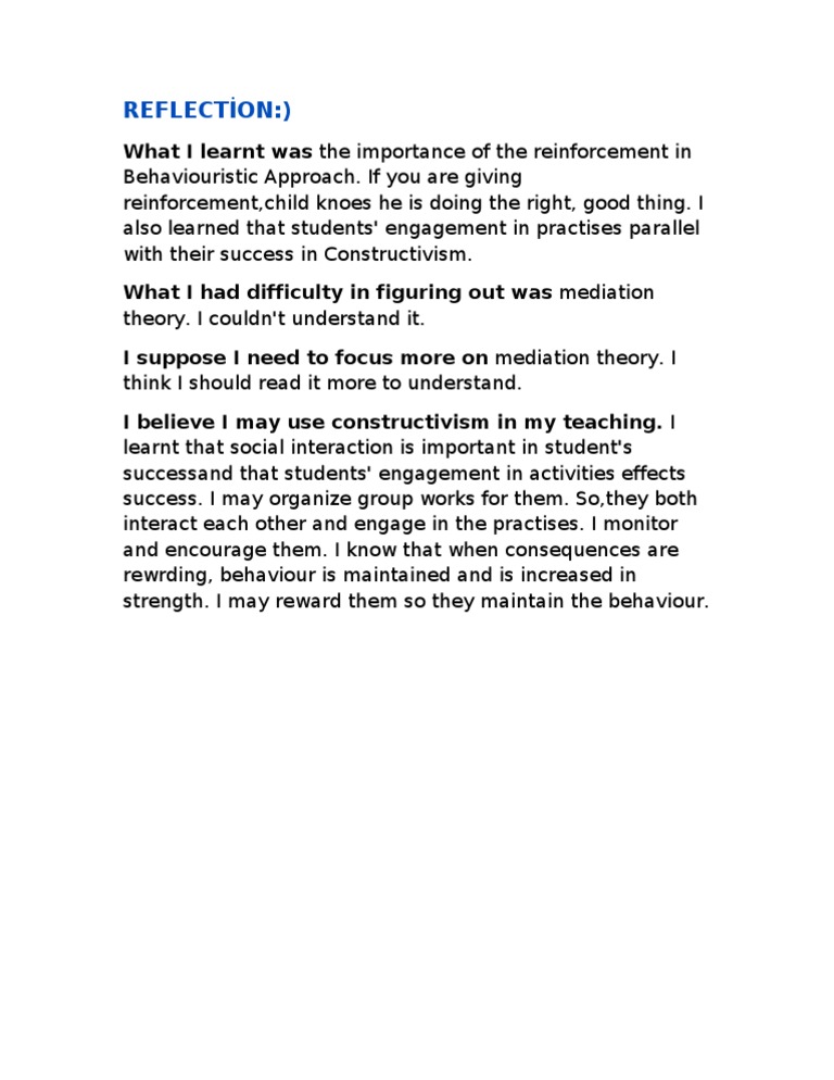 Reflection | PDF | Career & Growth | Wellness