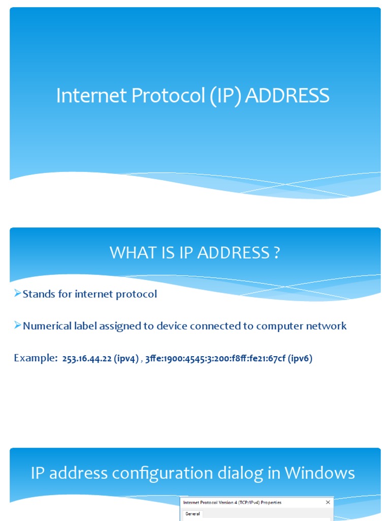 Internet Protocol (Ip) ADDRESS | PDF | Ip Address | I Pv6