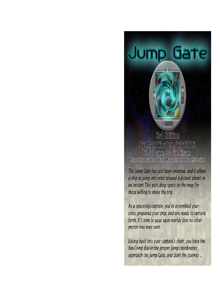 Jump Gate Game Setup Guide | PDF | Red | Games Of Chance