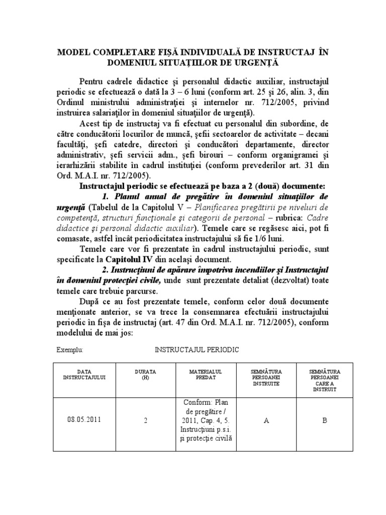 Model Completare Fisa Instructaj SU | PDF