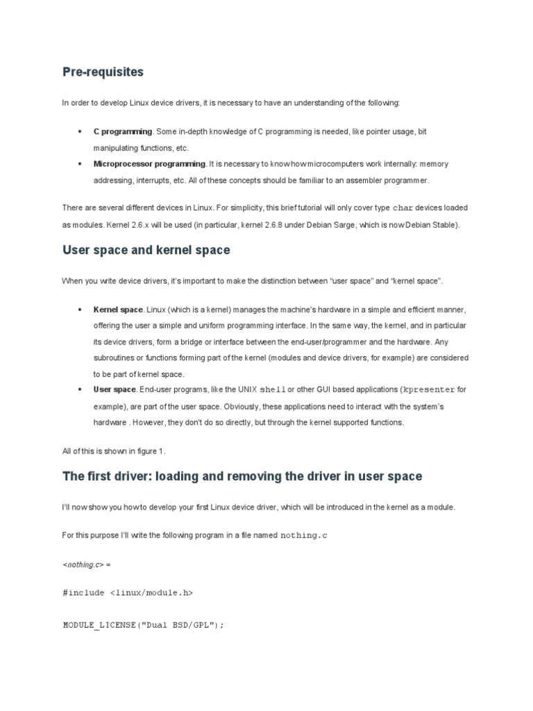 Device Driver | PDF | Kernel (Operating System) | Device Driver