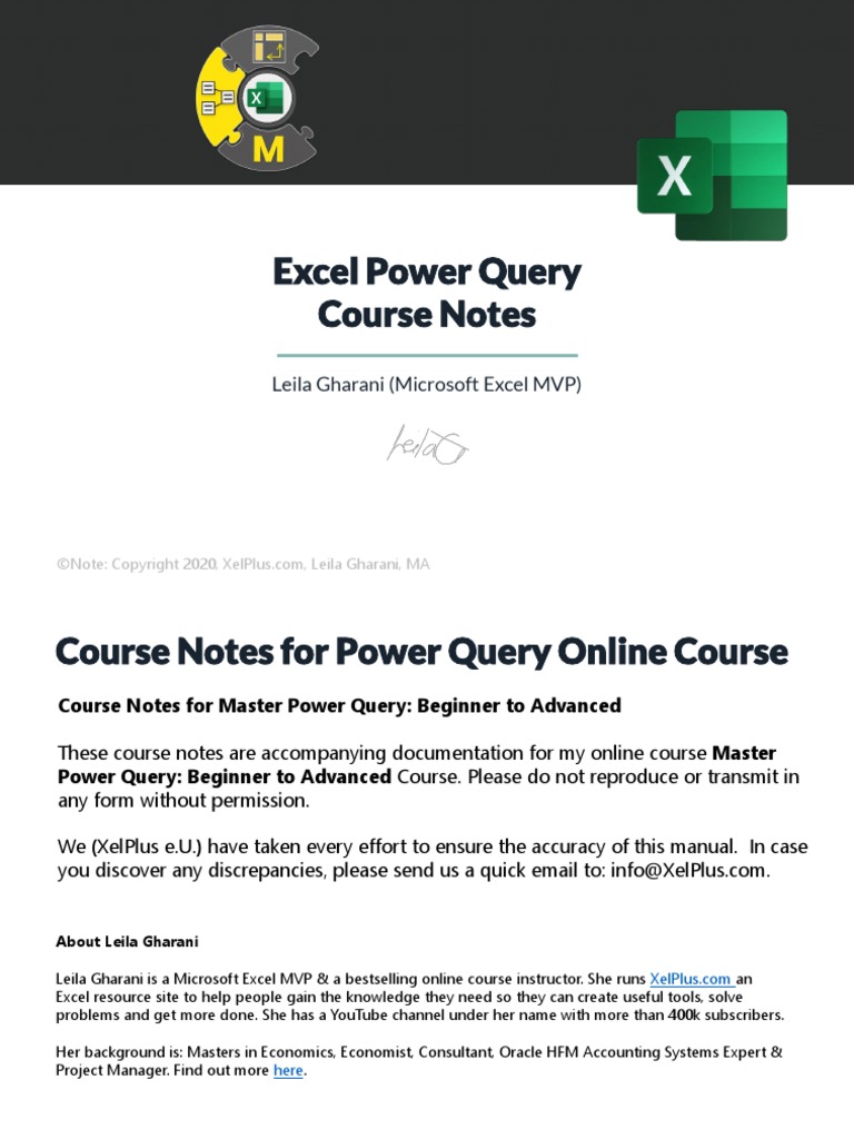 Excel Power Query Course Notes: Leila Gharani (Microsoft Excel MVP ...