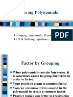 Factoring Polynomials: Grouping, Trinomials, Binomials, GCF & Solving Equations