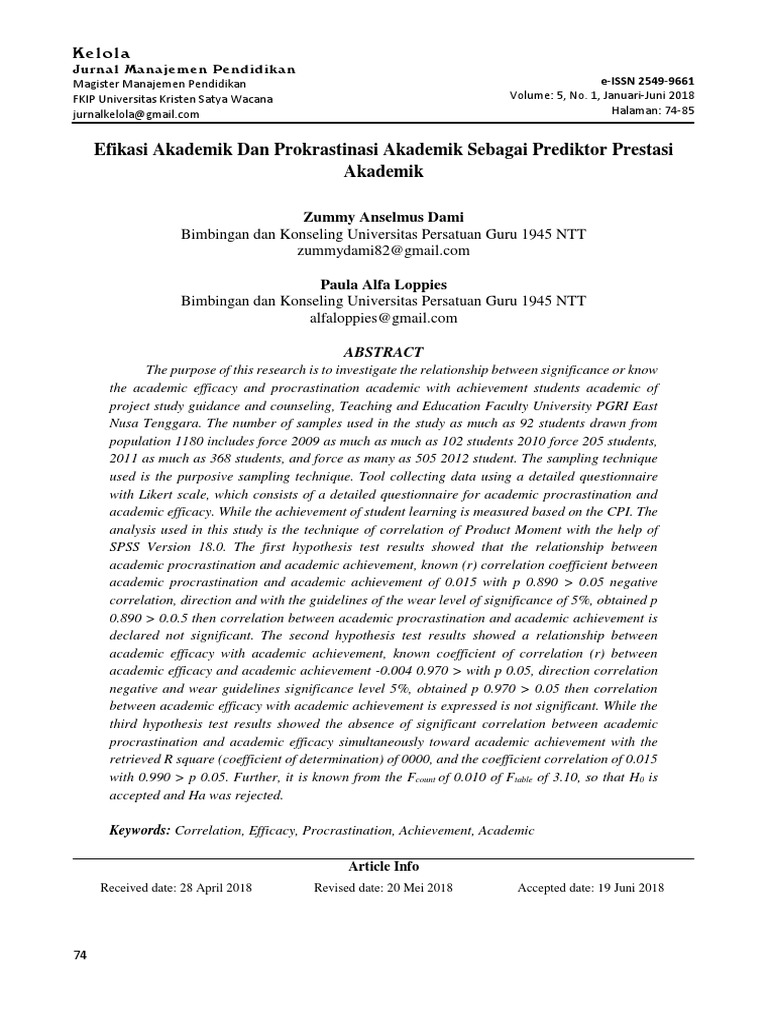 Academic Efficacy and Procrastination Impact on Achievement | PDF ...