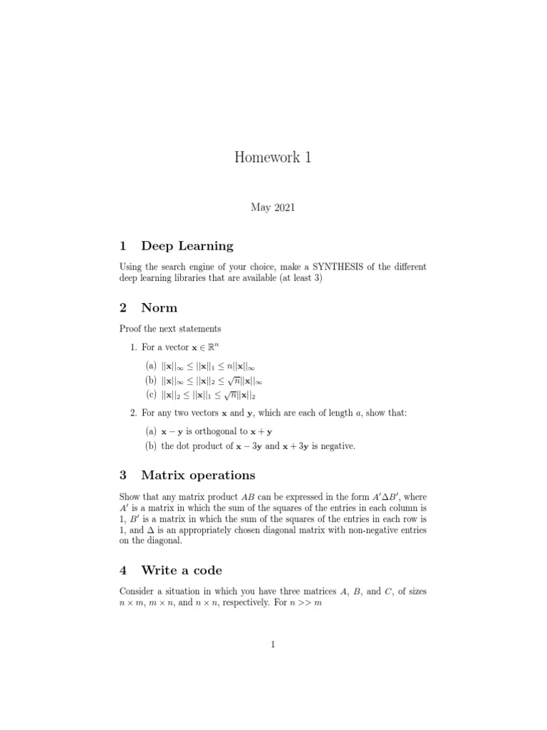 Homework 1: 1 Deep Learning | PDF | Computers