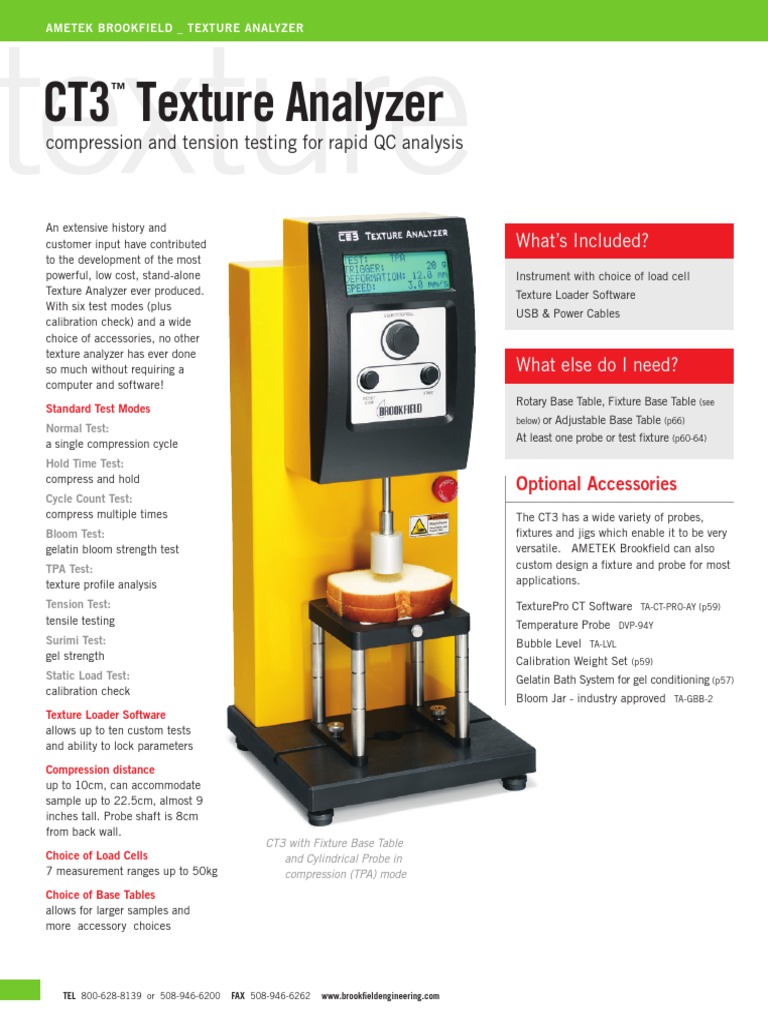 CT3 Texture Analyzer: Compression and Tension Testing For Rapid QC ...