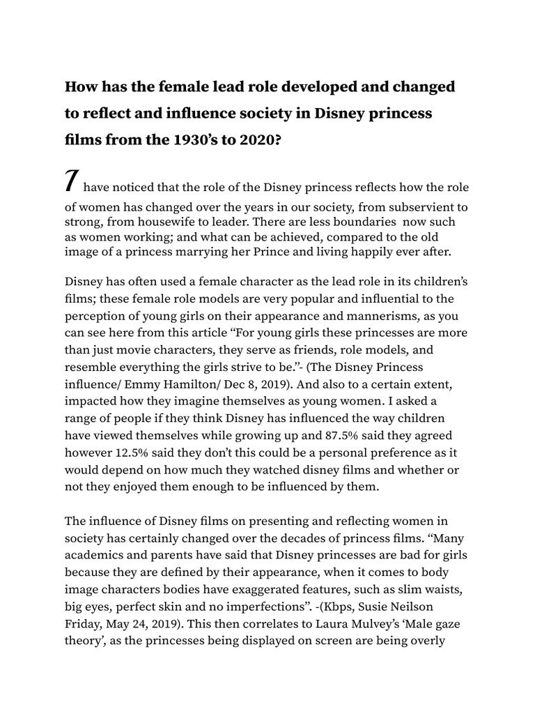 How Has The Female Lead Role Developed and Changed To Re Ect and in