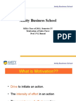 Amity Business School: MBA Class of 2011, Semester IV Motivation of Sales Force Prof. P K Bansal