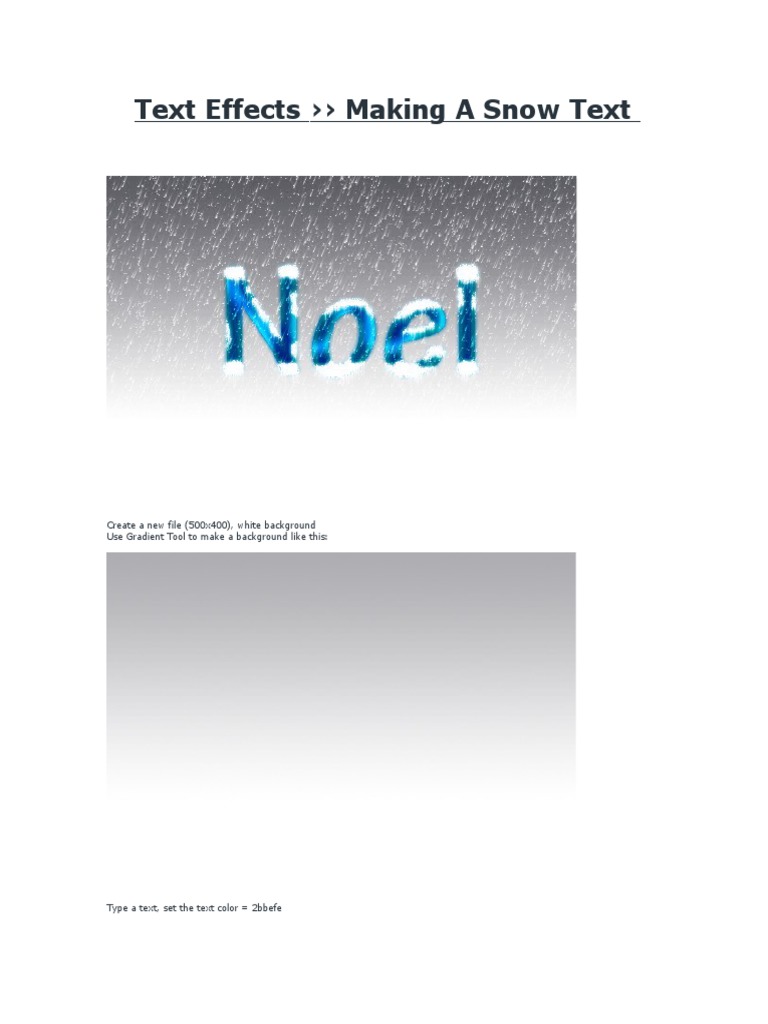 Create Snow Text Effect in Photoshop | PDF