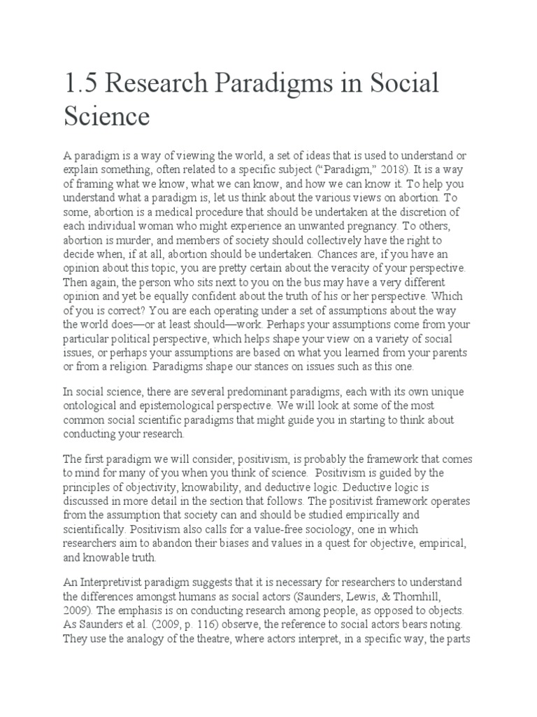 1.5 Research Paradigms in Social Science | PDF | Positivism | Social ...