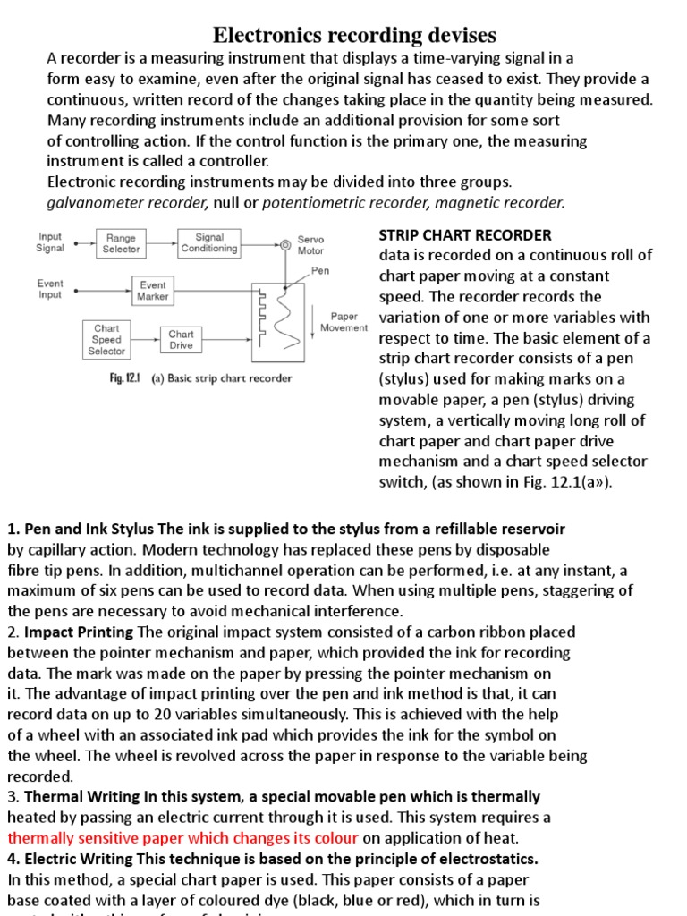 Recording Instrumentation A Guide to Strip Chart Recorders, Potentiometric Recorders, and XY