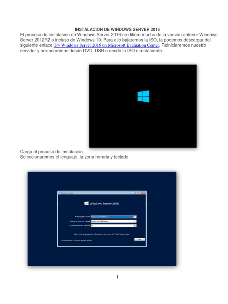 Instalación Paso a Paso de Windows Server 2016 | PDF | Windows 10 ...