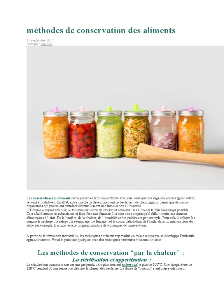 Les méthodes de conservation des aliments - Blog Festihome