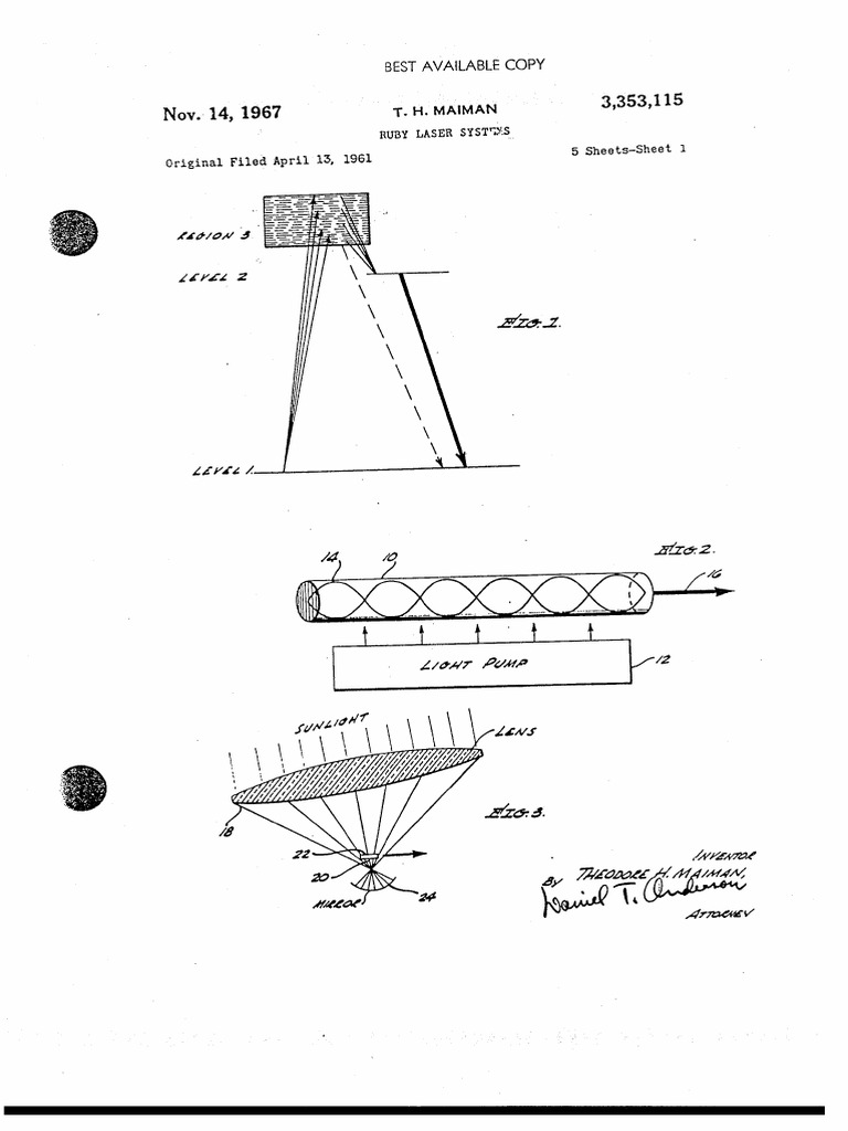 Theodore Maiman's 1967 Patent for the First Working Ruby Laser | PDF ...