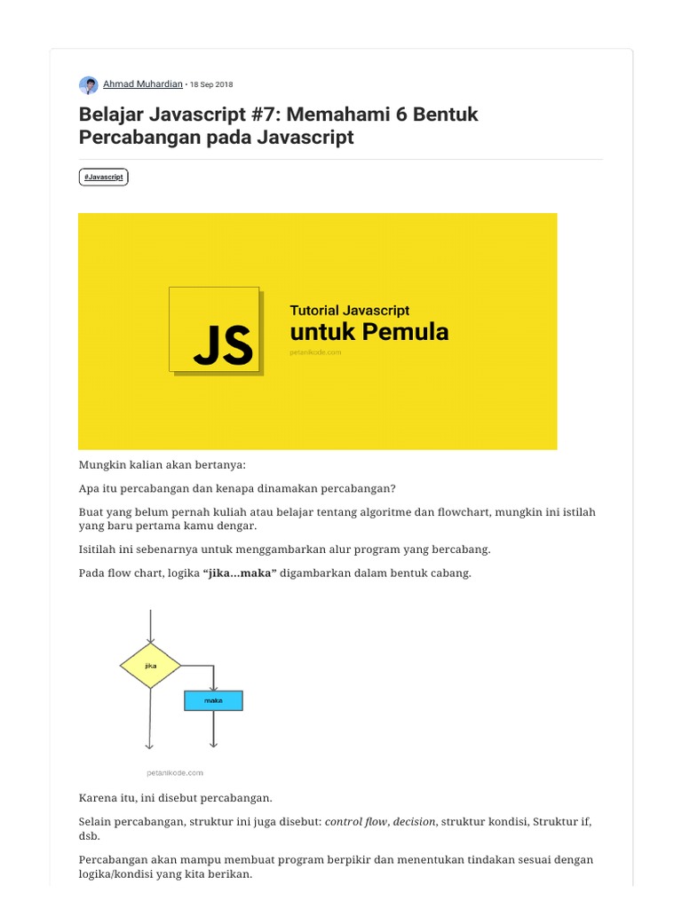 Belajar Javascript #7 - Memahami 6 Bentuk Percabangan Pada Javascript ...