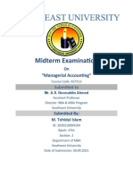Midterm Examination: "Managerial Accounting"