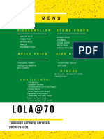 Sample Food Menu