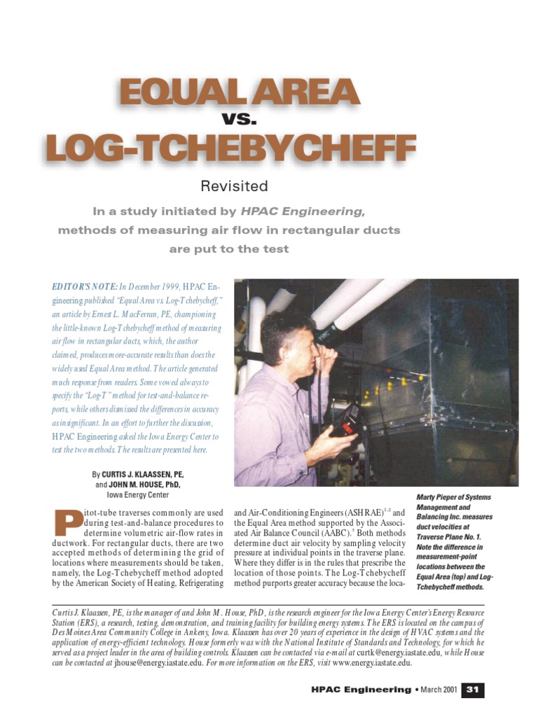 Log-Tchebycheff vs. Equal Area Methods | PDF | Duct (Flow) | Heat Transfer