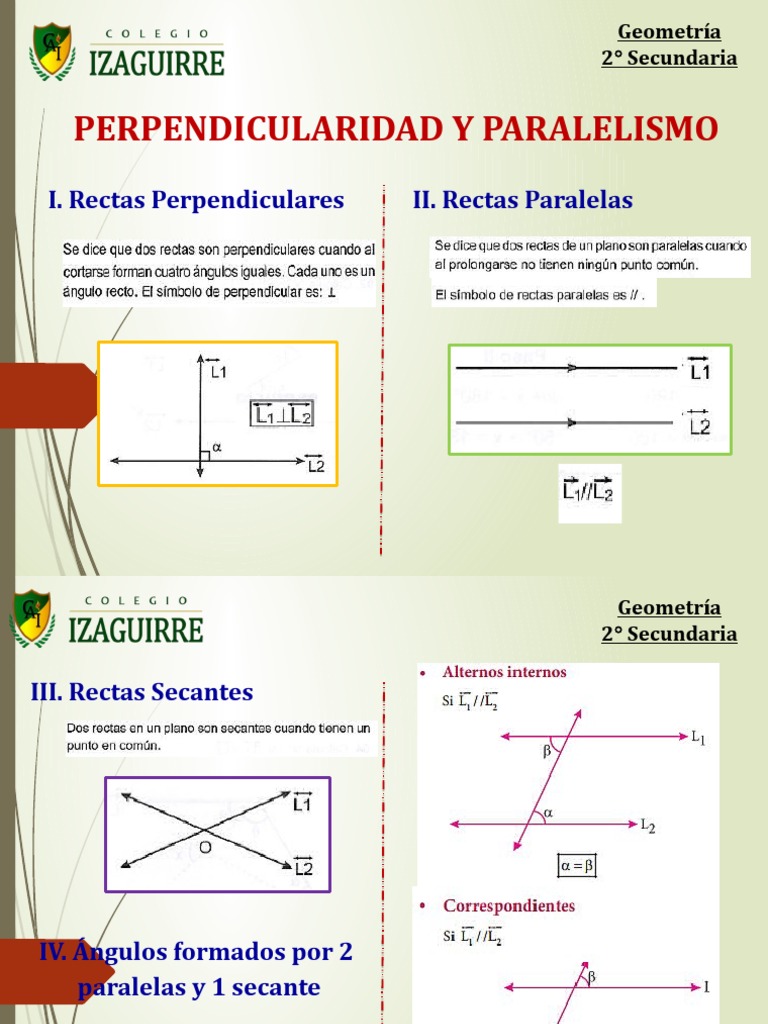 Paralelismo y Perpendicularidad en Geometría | PDF | Métodos y ...