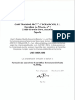 Certificado Une 58451-2016 Gam Training