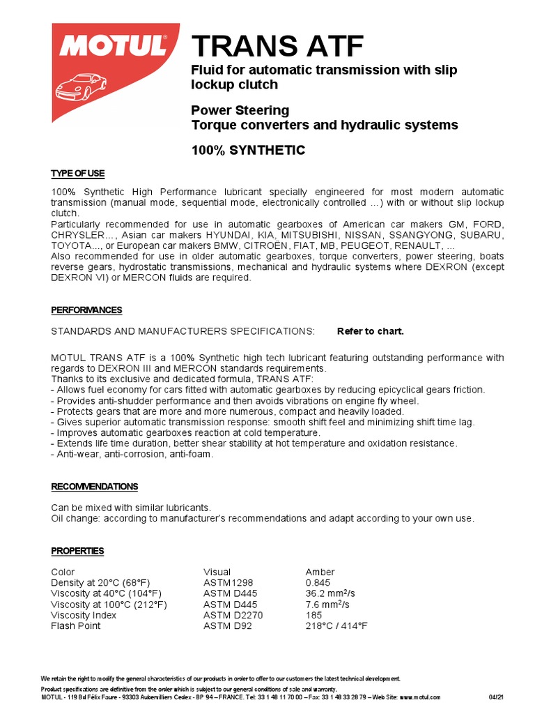 AUTOMATIC TRANSMISSION FLUID ATF APPLICATION GUIDE PDF visual data 7