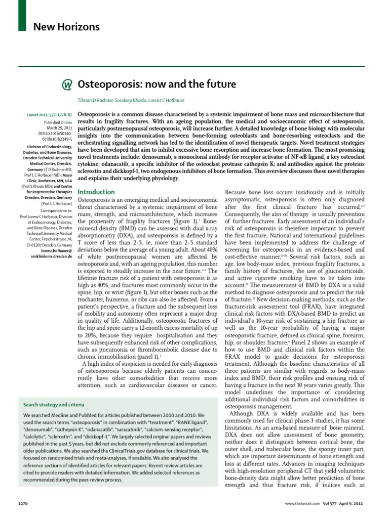 Osteoporosis Now and The Future | PDF | Osteoporosis | Bone