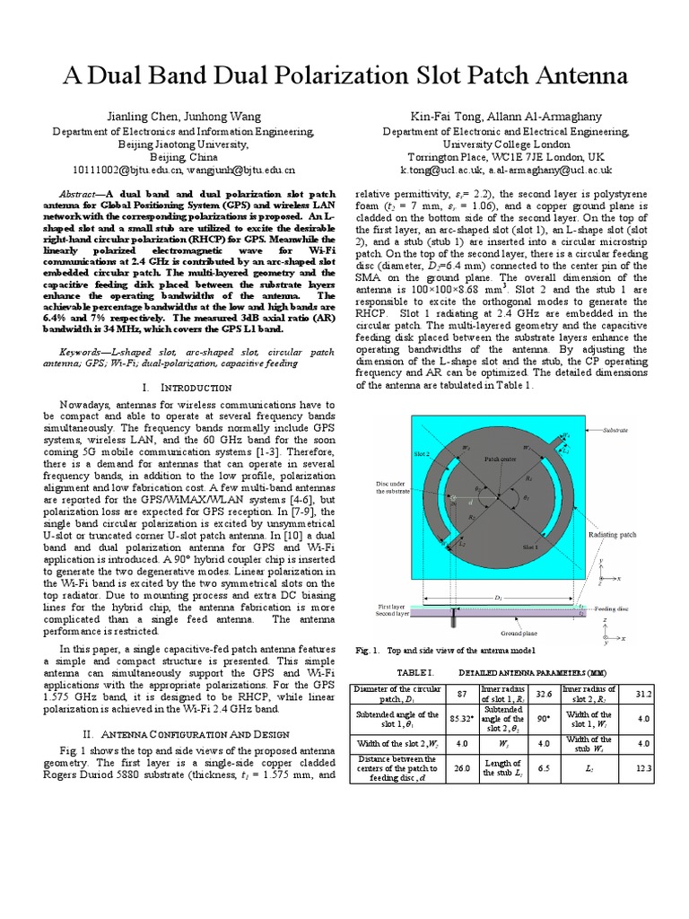 Dual Band Dual Polarization Antenna Design | PDF | Antenna (Radio ...
